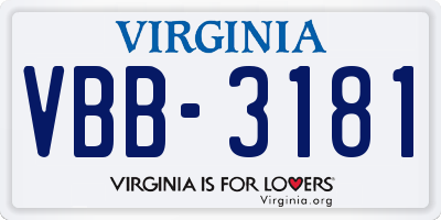 VA license plate VBB3181