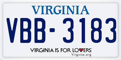 VA license plate VBB3183