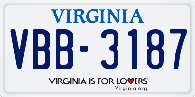 VA license plate VBB3187