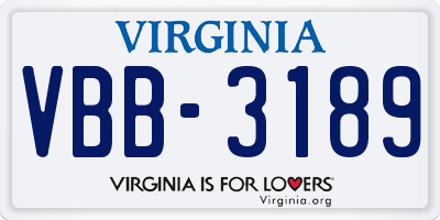VA license plate VBB3189