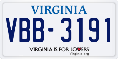VA license plate VBB3191