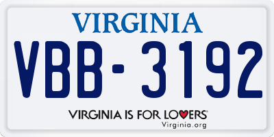 VA license plate VBB3192