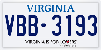 VA license plate VBB3193