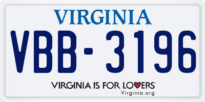 VA license plate VBB3196
