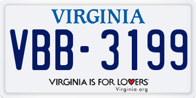 VA license plate VBB3199