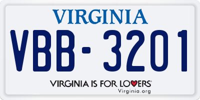 VA license plate VBB3201