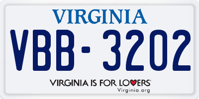VA license plate VBB3202