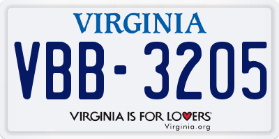 VA license plate VBB3205