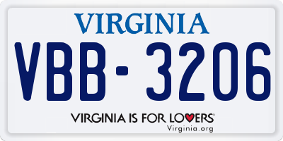 VA license plate VBB3206