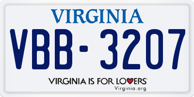 VA license plate VBB3207