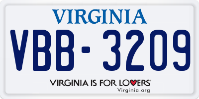 VA license plate VBB3209