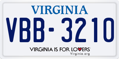 VA license plate VBB3210