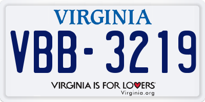 VA license plate VBB3219