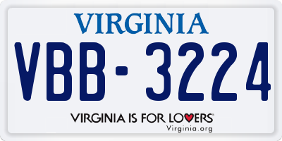 VA license plate VBB3224