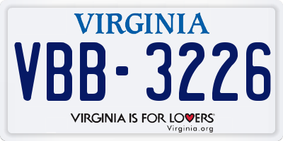 VA license plate VBB3226
