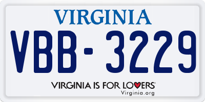 VA license plate VBB3229