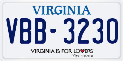 VA license plate VBB3230
