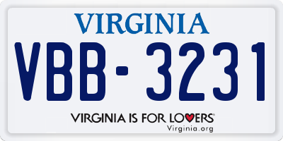 VA license plate VBB3231