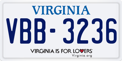 VA license plate VBB3236