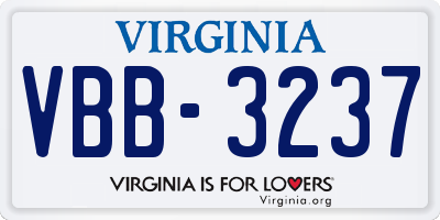 VA license plate VBB3237