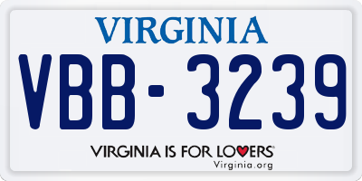 VA license plate VBB3239