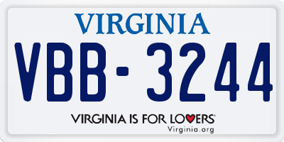 VA license plate VBB3244