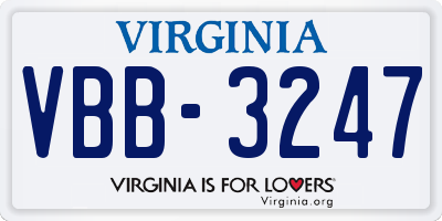 VA license plate VBB3247
