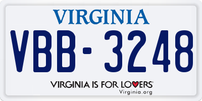 VA license plate VBB3248