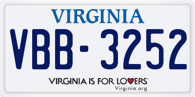 VA license plate VBB3252