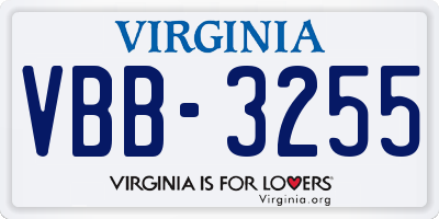 VA license plate VBB3255