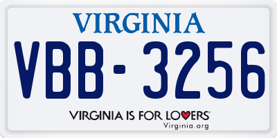 VA license plate VBB3256