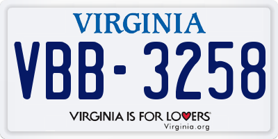 VA license plate VBB3258