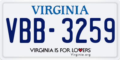 VA license plate VBB3259