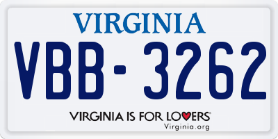 VA license plate VBB3262