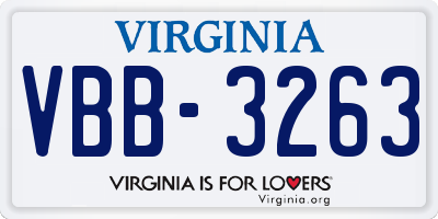 VA license plate VBB3263