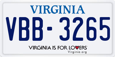 VA license plate VBB3265