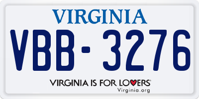 VA license plate VBB3276