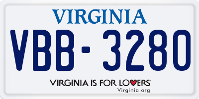 VA license plate VBB3280