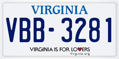 VA license plate VBB3281