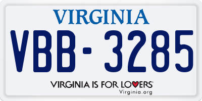 VA license plate VBB3285