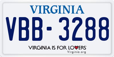 VA license plate VBB3288