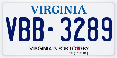 VA license plate VBB3289