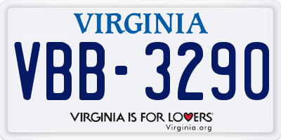 VA license plate VBB3290