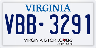 VA license plate VBB3291