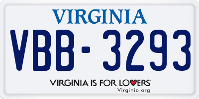 VA license plate VBB3293