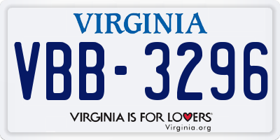 VA license plate VBB3296