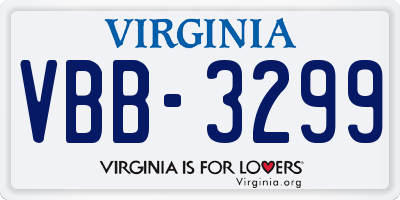 VA license plate VBB3299
