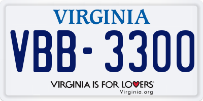 VA license plate VBB3300