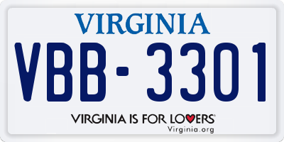 VA license plate VBB3301