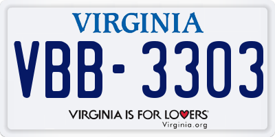 VA license plate VBB3303